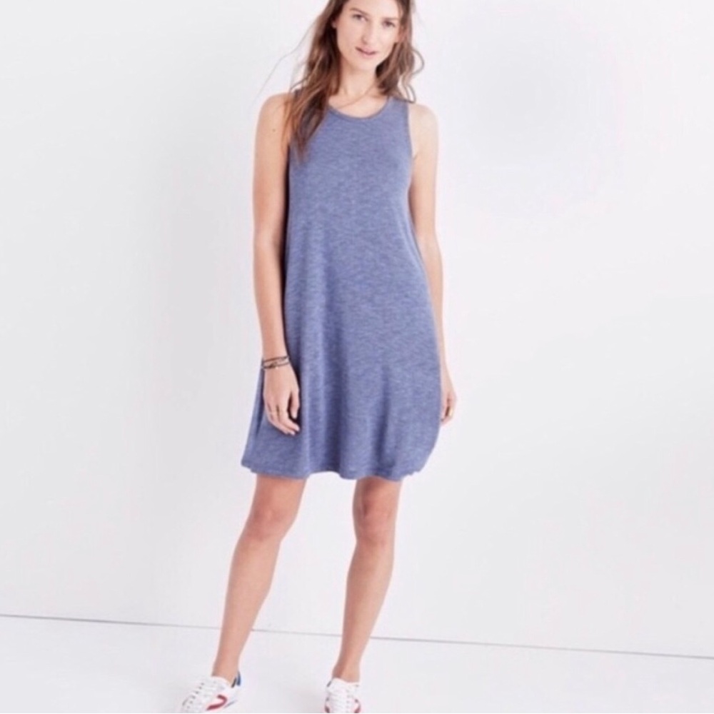 Madewell Highpoint Blue Sleeveless Swing Tank Dress Womens Sz M Preppy Coastal